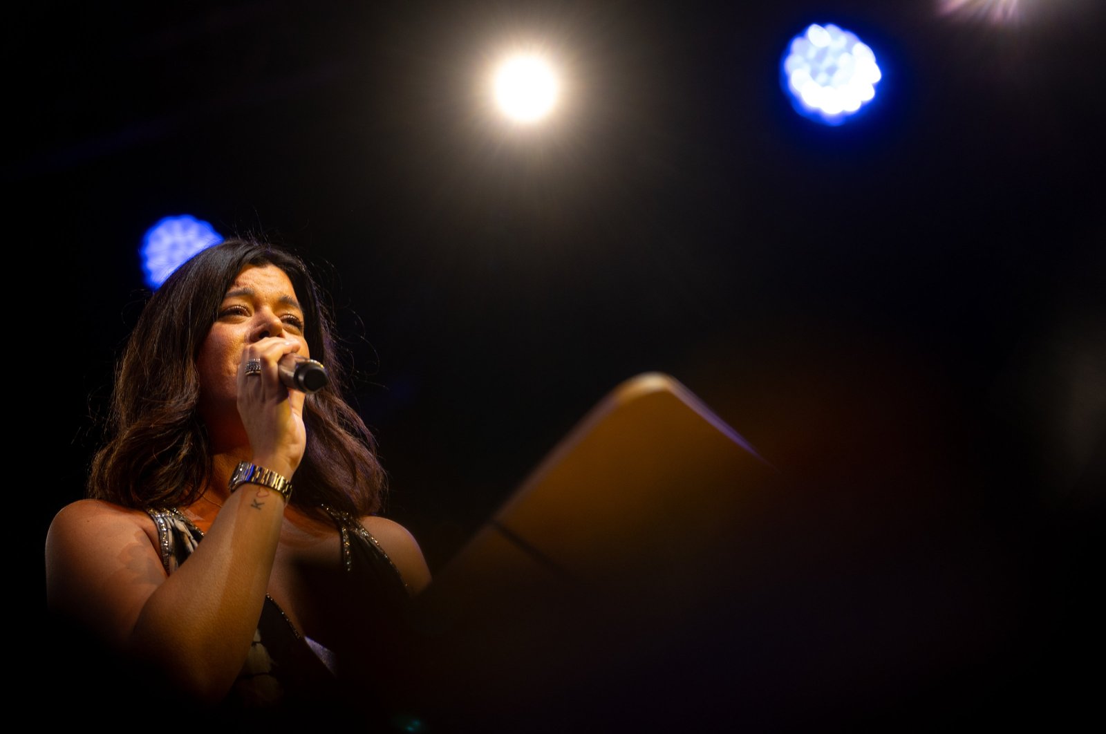 Cecilia Krull takes the stage at a concert organized by the EU Delegation to Türkiye, Ankara, Türkiye, Sept. 14, 2024. (AA Photo)