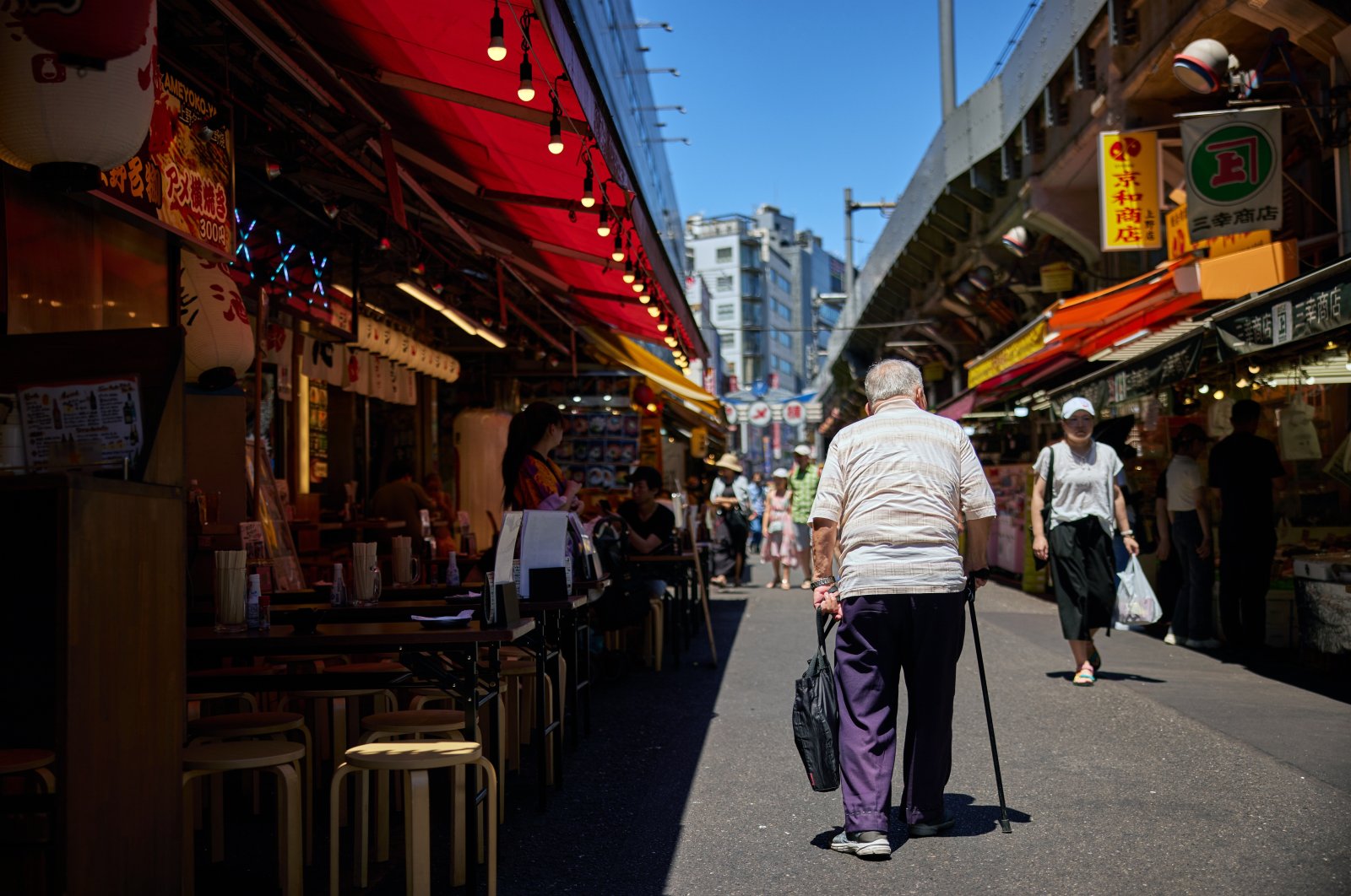 An elderly shopper is seen in the Ueno area of Tokyo, Japan, July 30, 2023. (Getty Images)