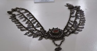 An ancient necklace on display at the Erzurum Museum, Erzurum, Türkiye, Sept. 17, 2024. (İHA Photo)