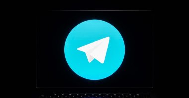 This illustration shows a logo of the encrypted messaging platform Telegram enlarged on a computer monitor, Seoul, South Korea, Sept. 2, 2024. (AFP File Photo)