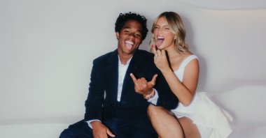 Real Madrid's Endrick (L) poses for a photo with Gabriely Miranda after their wedding. (Endrick on Instagram)