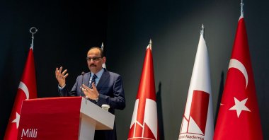 National Intelligence Organization (MIT) Chair Ibrahim Kalın delivers a lecture at MIT Academy, Türkiye, Sept. 16, 2024. (AA Photo)