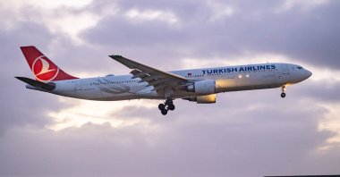 A Turkish Airlines Airbus A330 is seen landing at Amsterdam Schiphol Airport, the Netherlands, Jan. 5, 2022. (Reuters Photo)