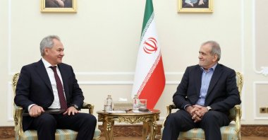President Masoud Pezeshkian meets with Russia&#039;s Security Council Secretary Sergei Shoigu (L) in Tehran, Sept. 17, 2024. (Photo by Iranian Presidency / AFP) 