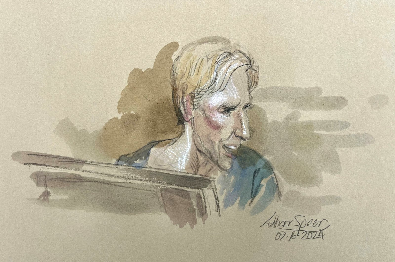 A courtroom sketch of Ryan W. Routh, suspected of attempting to assassinate Donald Trump, appears in federal court where he was charged with two gun-related crimes in West Palm Beach, Florida, U.S. Sept. 16, 2024. (Reuters Photo)