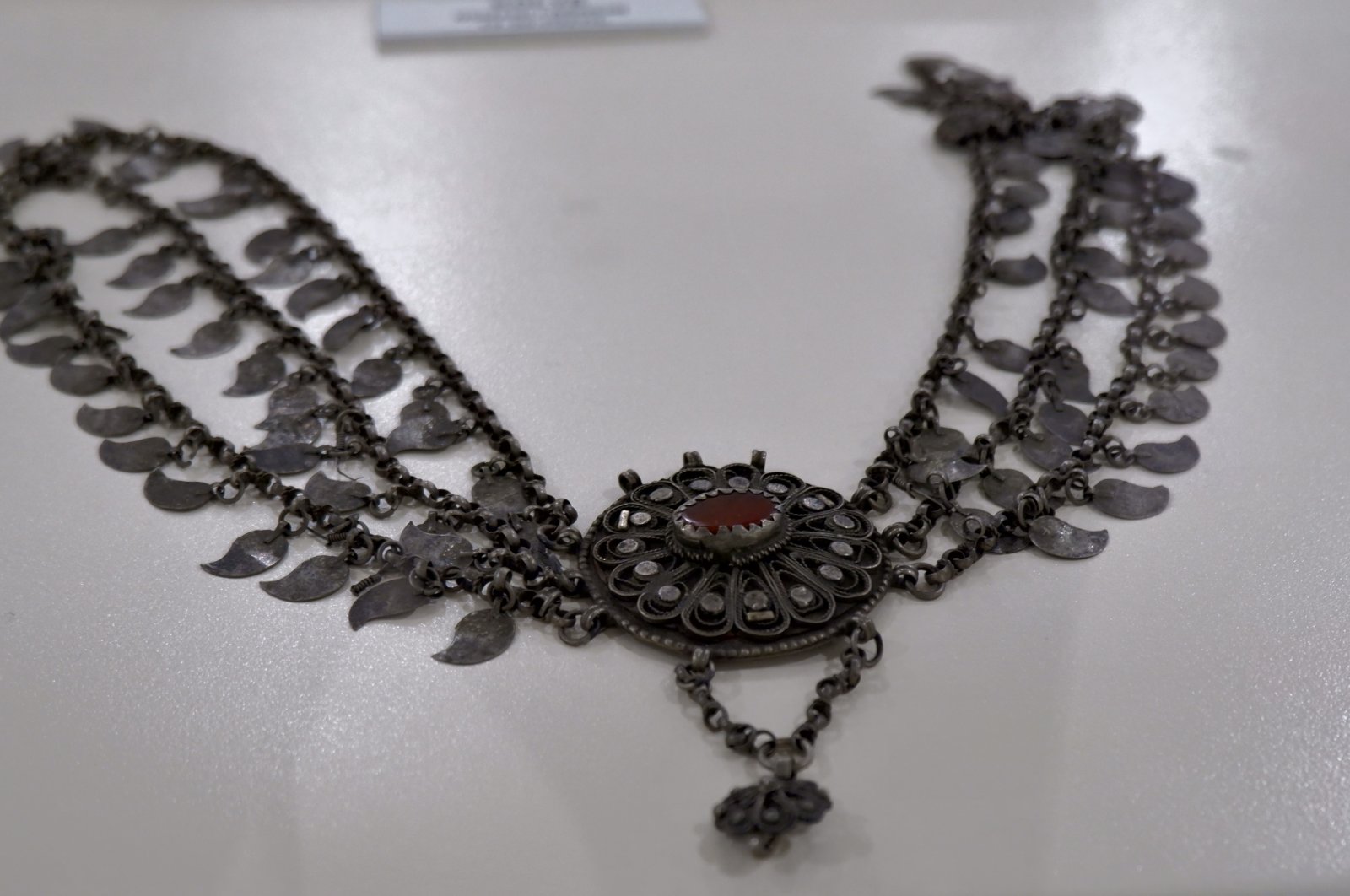 An ancient necklace on display at the Erzurum Museum, Erzurum, Türkiye, Sept. 17, 2024. (İHA Photo)