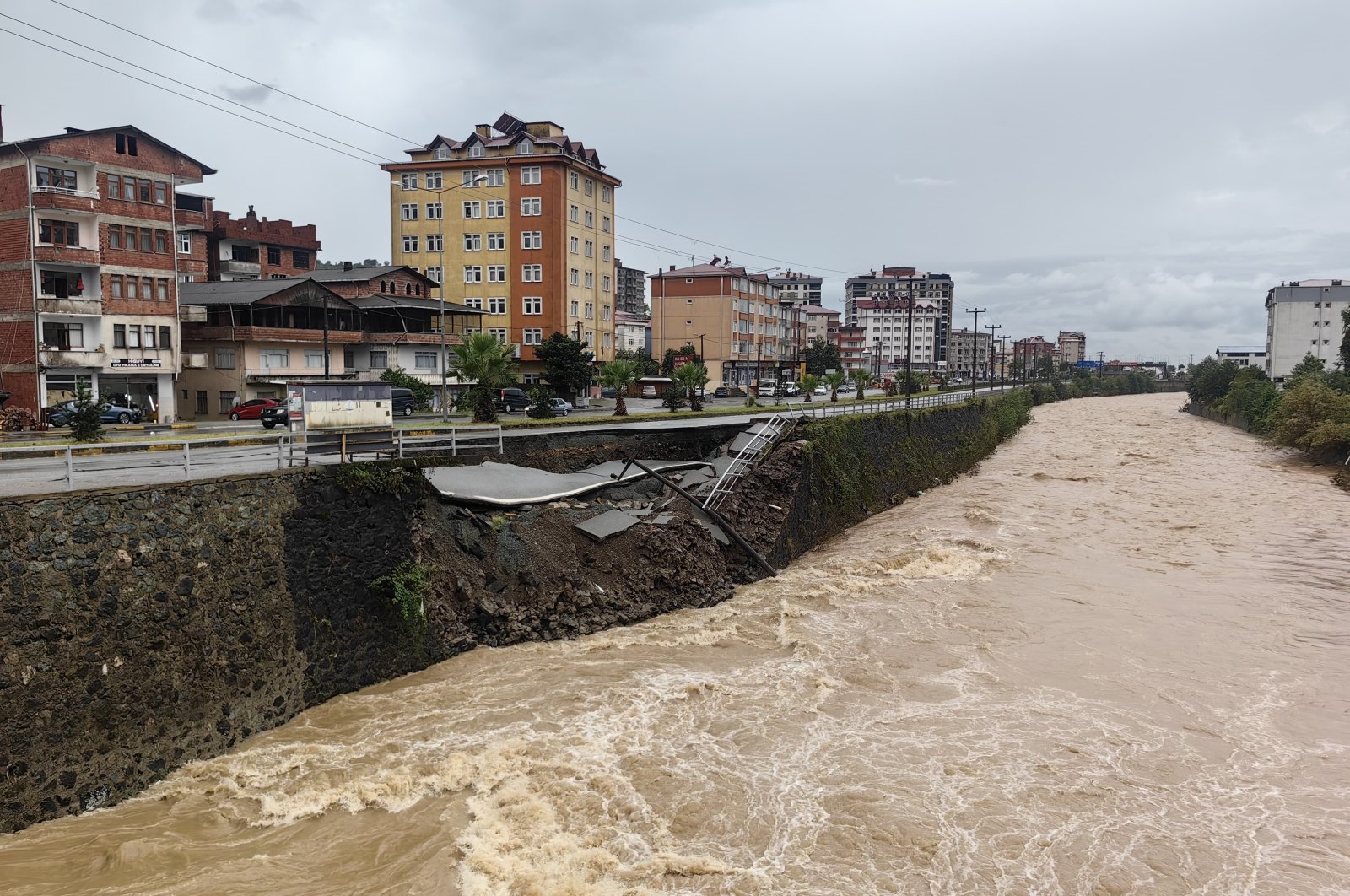 The Ortancalar highway collapses due to severe rains in Arhavi, Artvin, Türkiye, Sept. 17, 2024. (IHA Photo) 