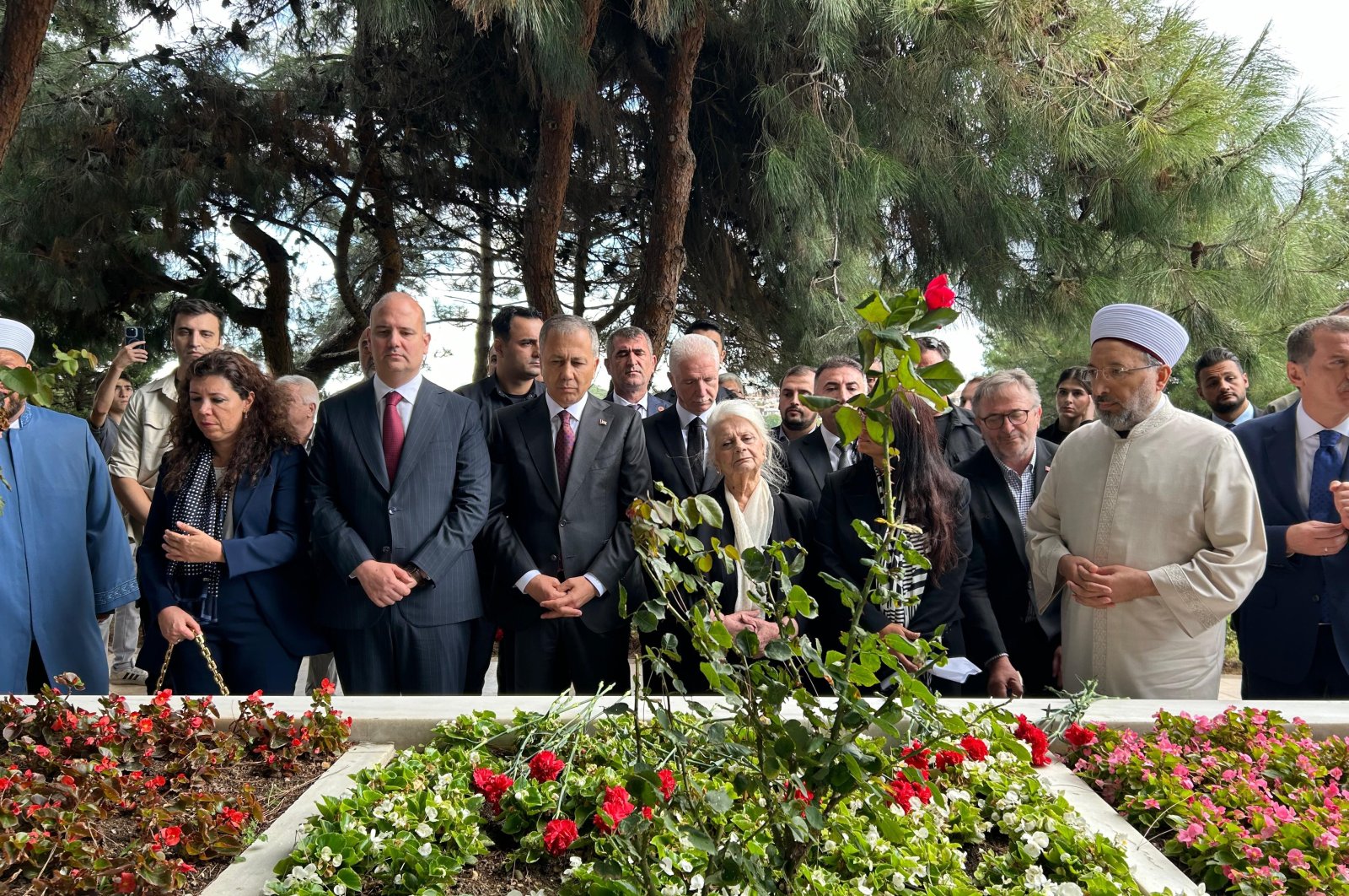 Interior Minister Ali Yerlikaya and relatives of the 1960 coup victims attend a commemoration event at the graves of Prime Minister Adnan Menderes, Foreign Minister Fatin Rüştü Zorlu and Minister of Finance Hasan Polatkan, Istanbul, Türkiye, Sept. 17, 2024. (İHA Photo)