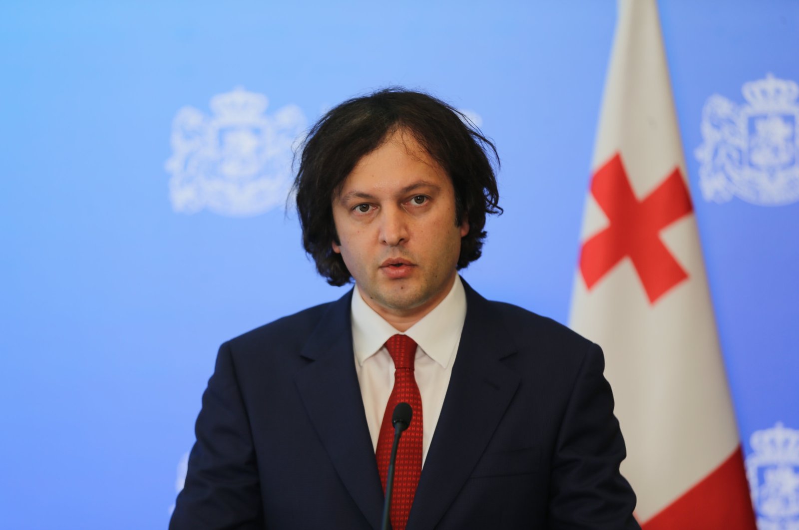 Georgia&#039;s Prime Minister Irakli Kobakhidze speaks at a news conference in Tbilisi, Sept. 16, 2024. (AA Photo)