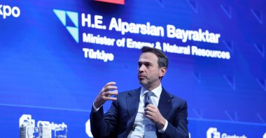 Energy and Natural Resources Minister Alparslan Bayraktar speaks during a panel on the sidelines of the Gastech 2024 energy forum in Houston, U.S., Sept. 17, 2024. (AA Photo)