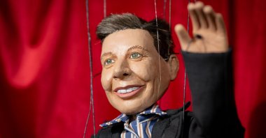 An Elon Musk marionette crafted by Çağdaş Çakmak, Ankara, Çankaya, Aug. 29, 2024. (AA Photo)