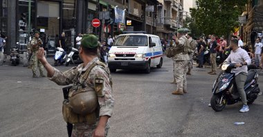 An ambulance arrives at the American University of Beirut Medical Center (AUBMC) after an incident involving Hezbollah members' wireless devices in Beirut, Lebanon, Sept. 17, 2024. (EPA Photo)