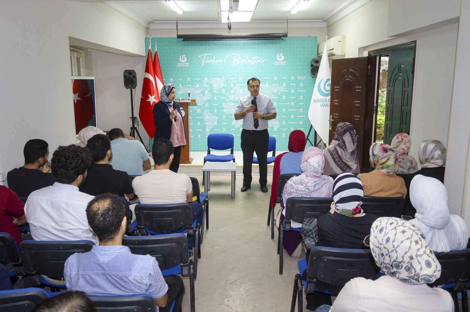 Students attend the Türkiye Scholarships Orientation and Introduction Program, Cairo, Egypt, Sept. 16, 2024. (AA Photo)