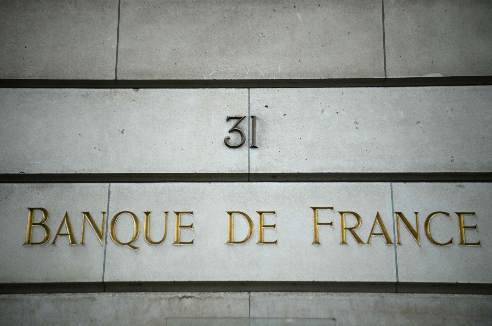 &quot;Banque de France&quot; is written on the facade of the Bank of France headquarters, Paris, France, Dec. 6, 2022. (AFP Photo)