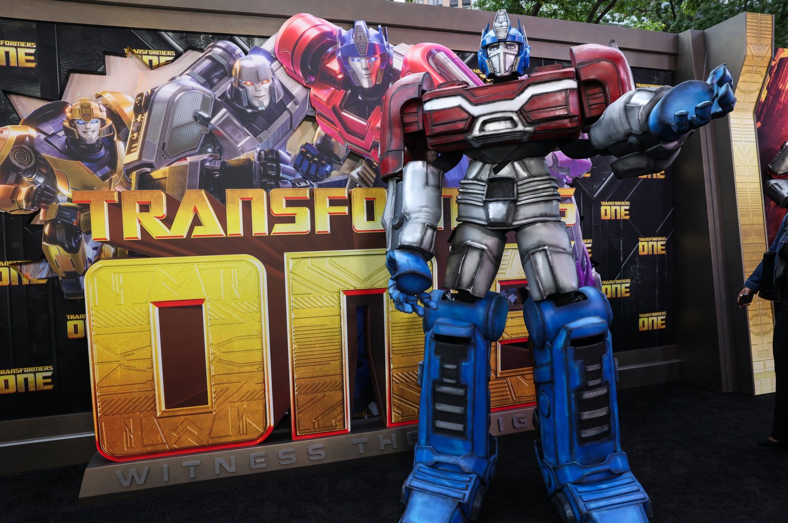 A person dressed as Optimus Prime poses during the premiere of Transformers One in New York City, U.S., Sept. 17, 2024. (Reuters Photo)