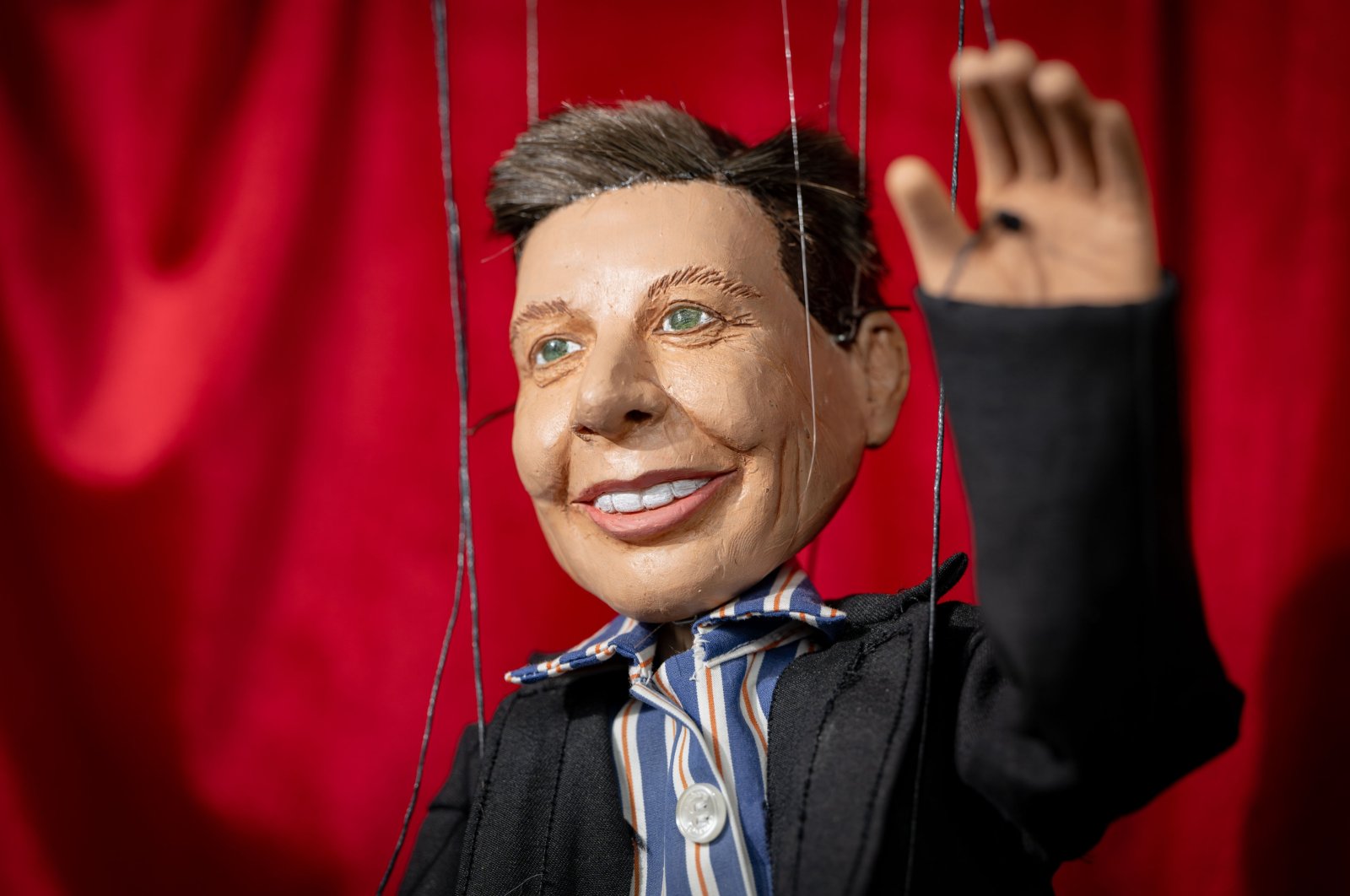 An Elon Musk marionette crafted by Çağdaş Çakmak, Ankara, Çankaya, Aug. 29, 2024. (AA Photo)