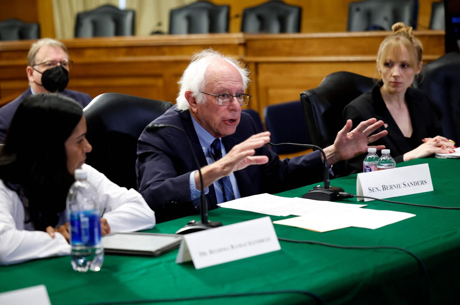 U.S. Sen. Bernie Sanders speaks at a news conference at the Dirksen Senate Office Building,  in Washington, D.C. Sept. 17, 2024. (AFP Photo)