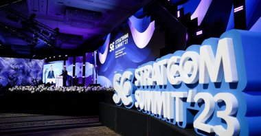 Foreign Minister Hakan Fidan speaks at the Stratcom Summit 2023, Istanbul, Türkiye, Nov. 24, 2022. (AA Photo)