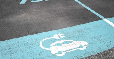 The parking space for an electric car charging station, Toulouse, France, July 17, 2023. (AFP Photo)