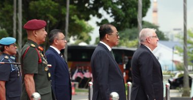 Defense Minister Yaşar Güler is seen with Malaysian Foreign Minister Mohamed Khaled bin Nordin in the capital Kuala Lumpur, Malaysia, Aug. 21, 2024 (DHA Photo)