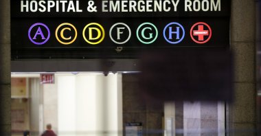 People walk through the lobby of Bellevue Hospital in New York, Friday, Oct. 24, 2014. (AP File Photo)