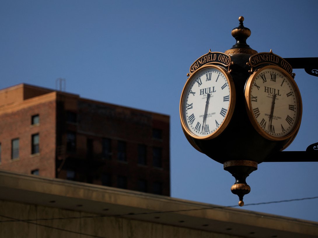 An antique clock in Springfield, Ohio, U.S., Sept. 16, 2024. (AFP Photo)