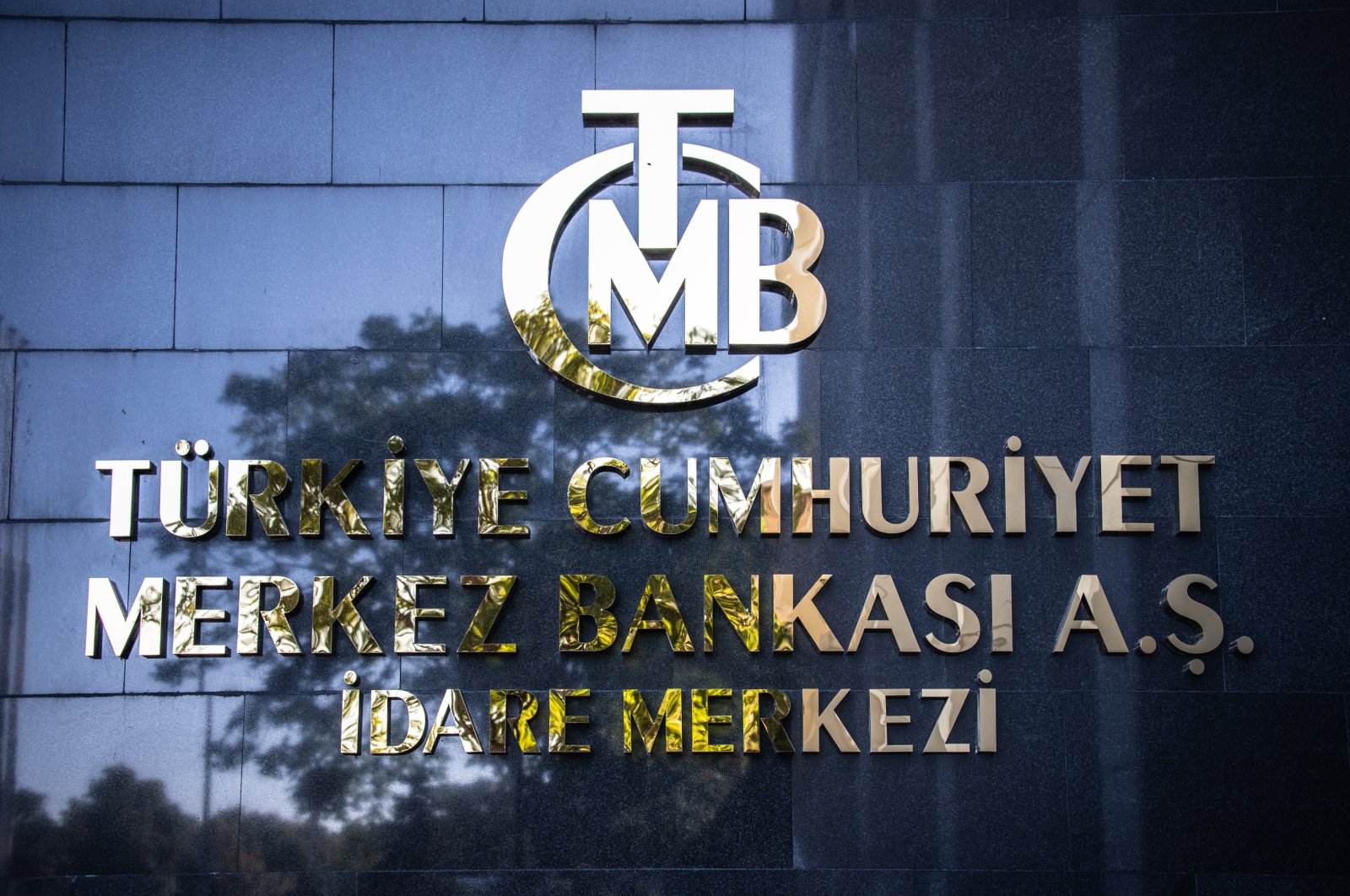 The entrance sign of the building housing the Central Bank of the Republic of Türkiye (CBRT), Ankara, Türkiye, Sept. 22, 2022. (Reuters Photo)