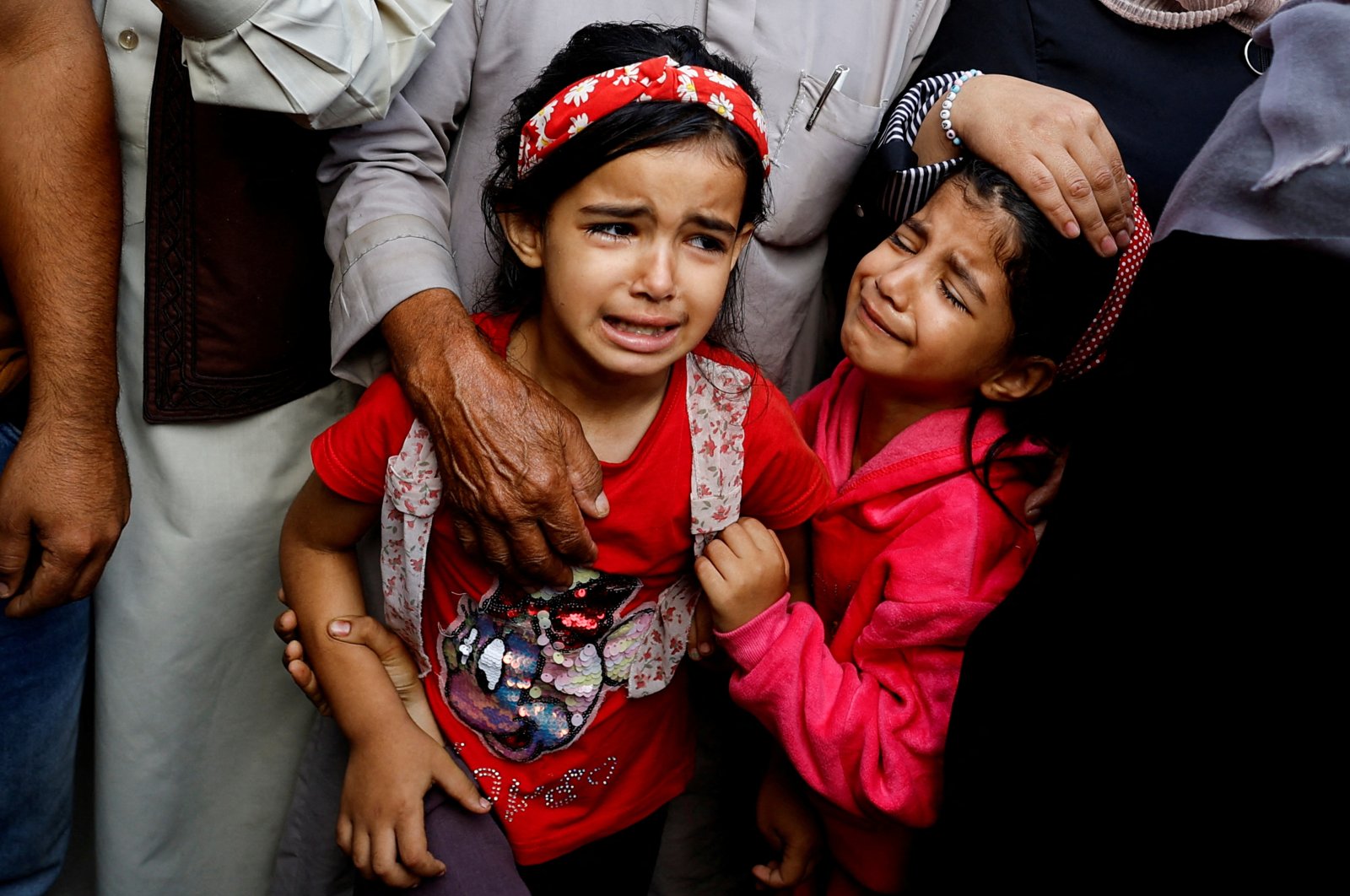 Young Palestinian girls mourn loved ones killed in Israeli strikes in Khan Younis, southern Gaza Strip, Palestine, Nov. 3, 2023. (Reuters Photo)