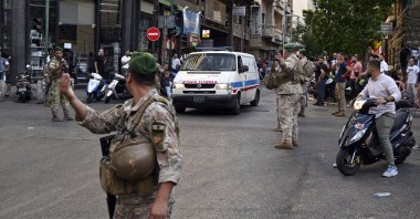 An ambulance arrives at the American University of Beirut Medical Center (AUBMC) after the pager attack, Beirut,  Lebanon, Sept. 17, 2024. (EPA Photo)
