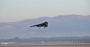 Türkiye's new jet-powered stealth combat drone Anka-3 takes off to perform its maiden flight, in Ankara, Türkiye, Dec. 28, 2023. (AA File Photo)