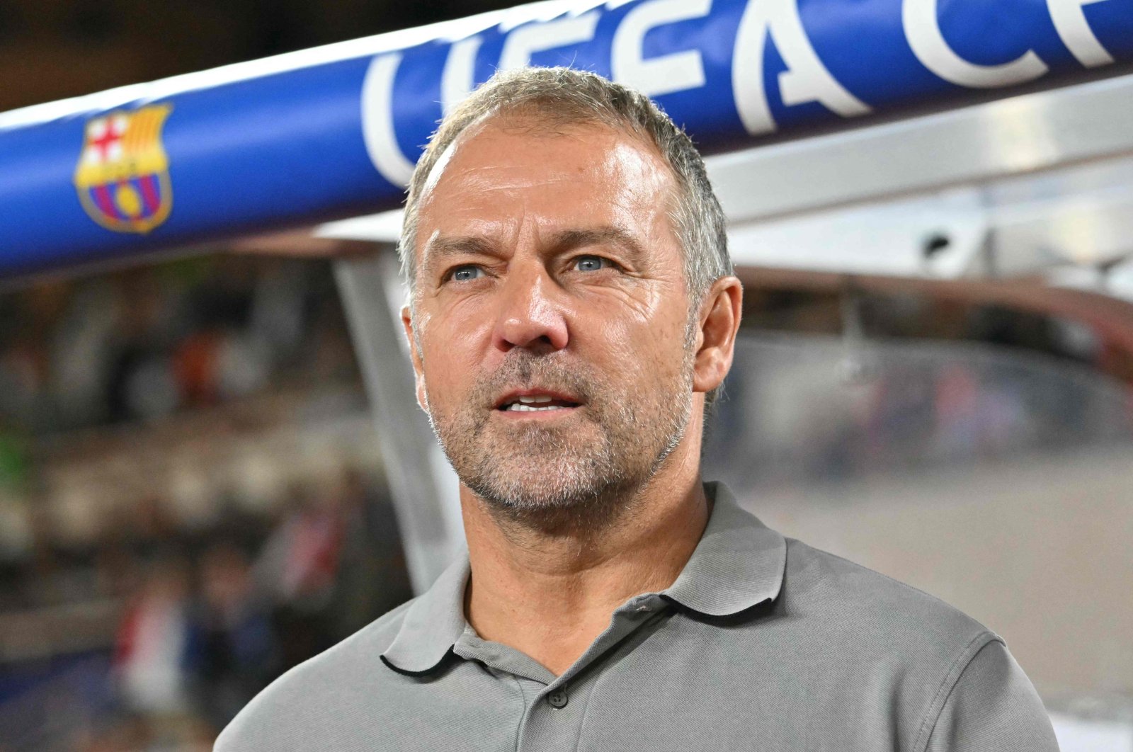 Barcelona&#039;s German coach Hans-Dieter Flick looks on during the UEFA Champions League 1st round Day 1 football match between AS Monaco and FC Barcelona at the Louis II Stadium, Monaco, Sept. 19, 2024. (AFP Photo)