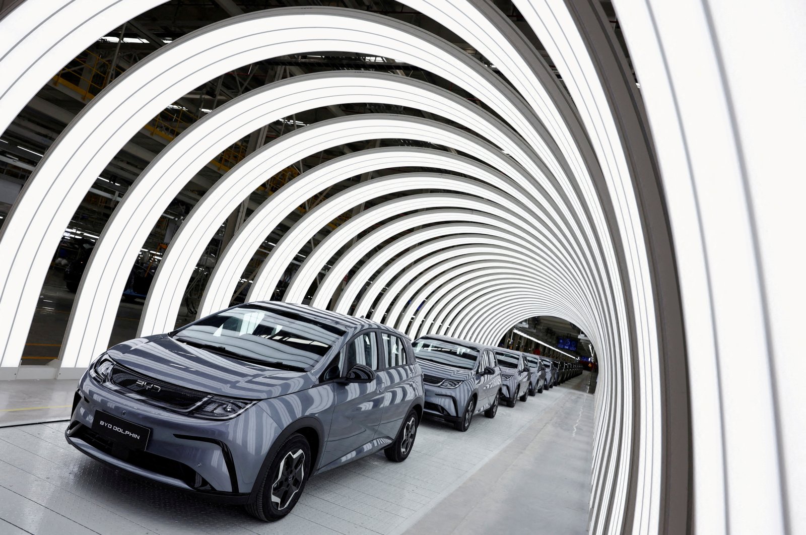 EV cars are pictured inside BYD&#039;s first electric vehicle factory in Southeast Asia, Rayong, Thailand, July 4, 2024. (Reuters Photo)