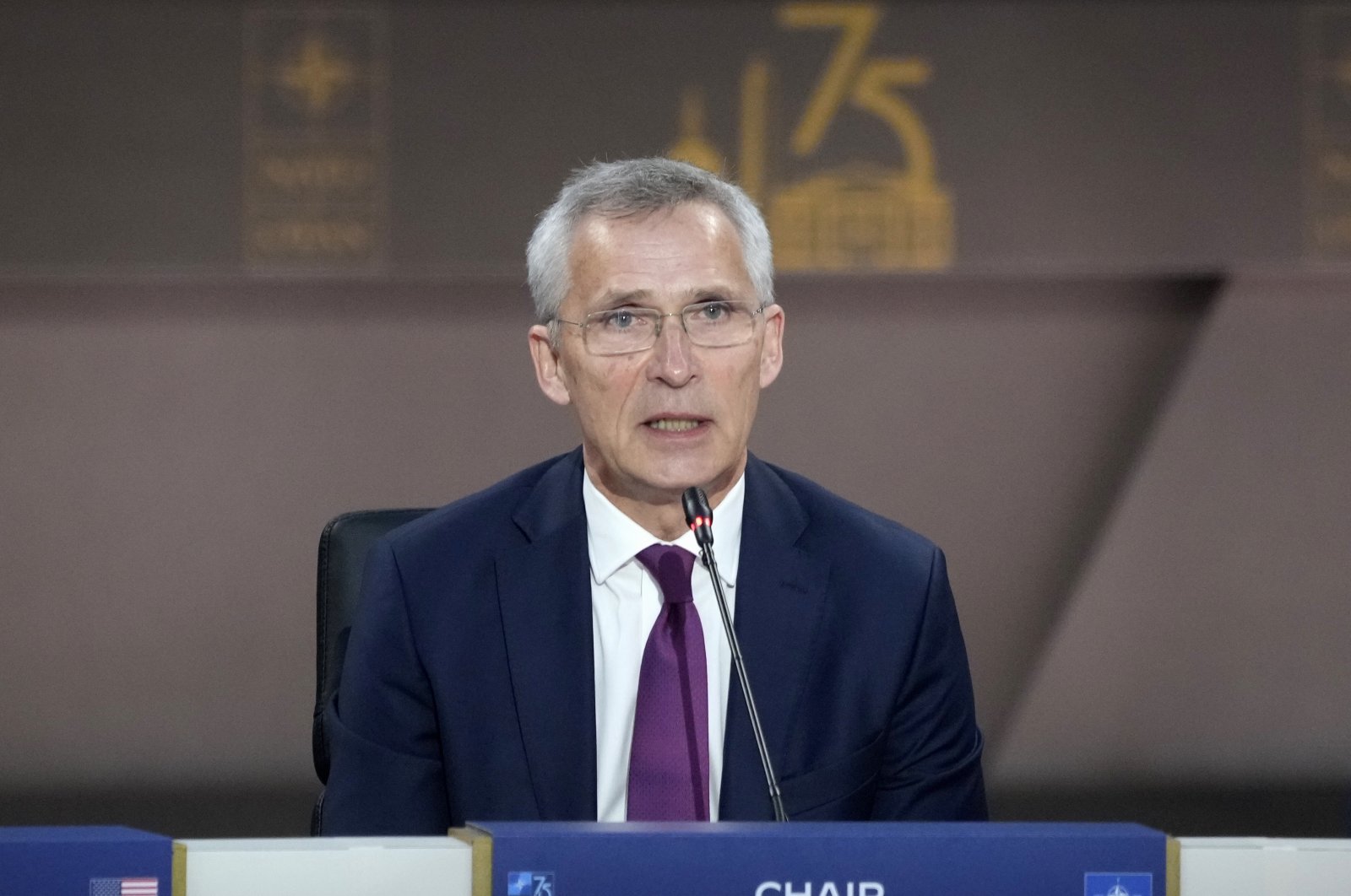 NATO Secretary-General Jens Stoltenberg makes opening remarks during Working Session II of the North Atlantic Treaty Organization (NATO) Summit at the Walter E. Washington Convention Center in Washington, D.C., July 11, 2024. (EPA Photo)