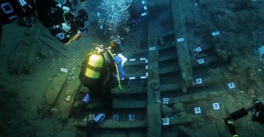 Excavation efforts resume at the Kızlan Ottoman Shipwreck off the coast of Datça, southwestern Türkiye, Sept. 22, 2024. (AA Photo)
