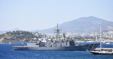 The TCG Gaziantep frigate of the Naval Forces Command off the coast of Bodrum, Muğla, southwestern Türkiye, Aug. 30, 2024. (AA Photo)