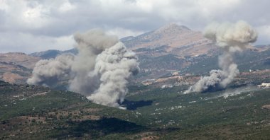 Smoke rises from Jabal al-Rihan, amid ongoing cross-border hostilities between Hezbollah and Israel, Sept. 21, 2024. (Reuters Photo)