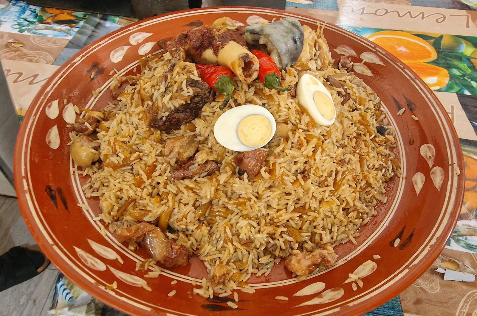 A view of the Uzbek pilaf on a plate, Tashkent, Uzbekistan, Sept. 22, 2024. (AA Photo)