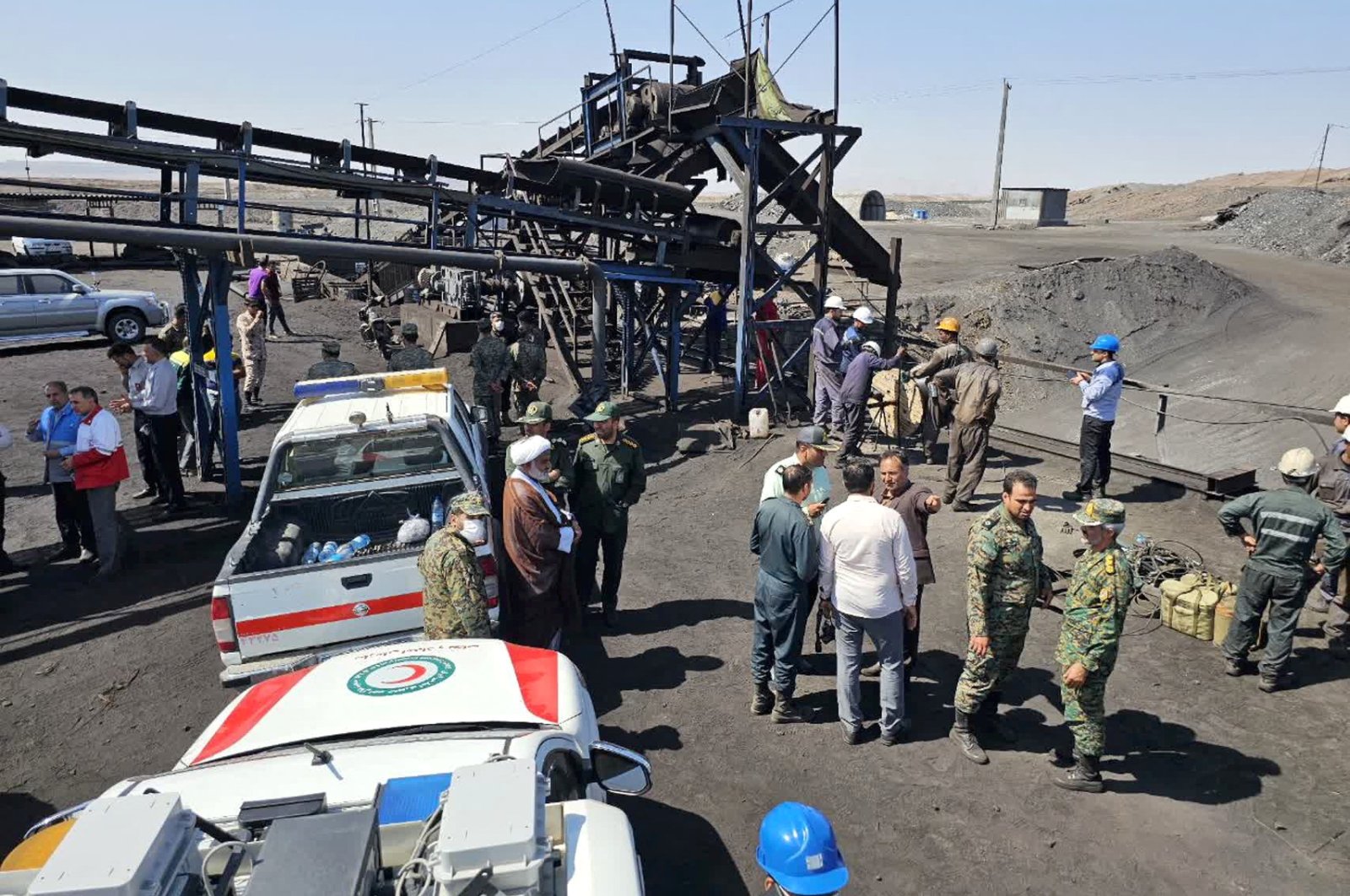 Rescuers work following a gas explosion in a coal mine in South Khorasan Province, Iran, Sept. 22, 2024. (Reuters Photo)