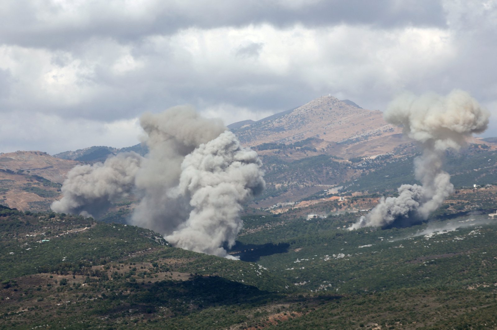 Smoke rises from Jabal al-Rihan, amid ongoing cross-border hostilities between Hezbollah and Israel, Sept. 21, 2024. (Reuters Photo)