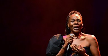 Spanish singer Buika takes the stage at the Harbiye Cemil Topuzlu Open-Air Theater, Istanbul, Türkiye, Sept. 22, 2024. (AA Photo)