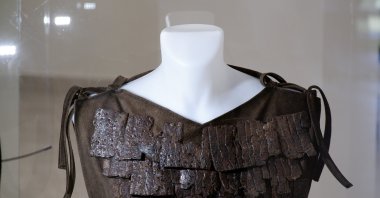 The 1,500-year-old Roman armor set to be on display at the exhibit, Gümüşhane, Türkiye, Sept. 23, 2024. (IHA Photo)