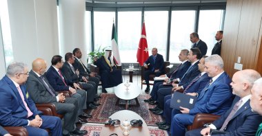 Turkish and Kuwaiti delegations attend the meeting at the Turkish House in New York, Sept. 23, 2024. (AA Photo)