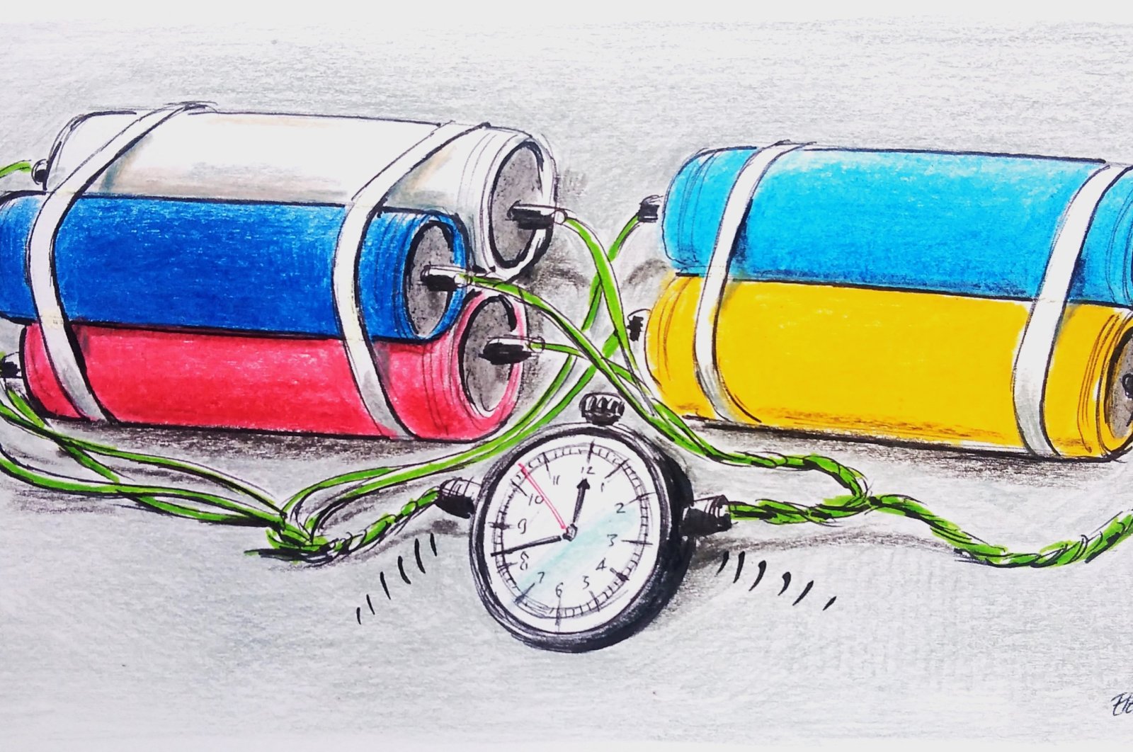 "The second possible future for Europe's security environment can be defined as competitive, which is likely to be a second Cold War with Russia. It may occur if differences among the European governments and the measures they take lead to incompatibility and skepticism among them and their relations with external actors throughout the Russia-Ukraine war." (Illustration by Erhan Yalvaç)