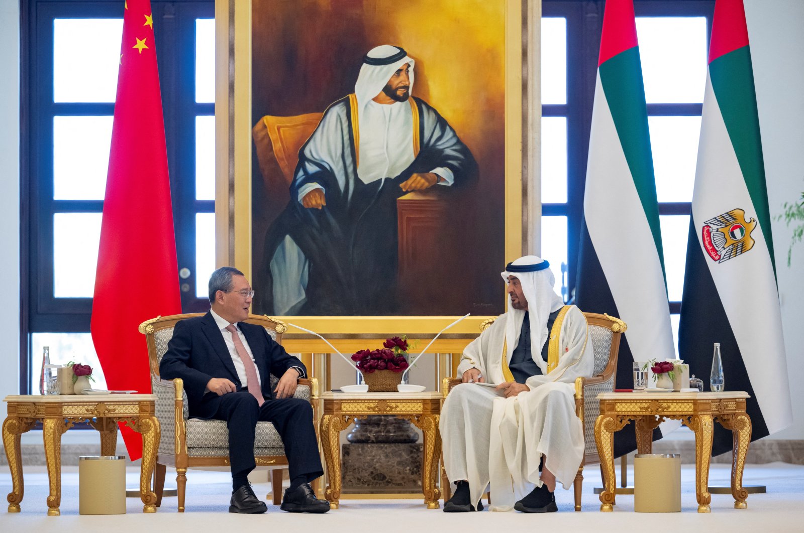 Sheikh Mohamed bin Zayed Al Nahyan, president of the United Arab Emirates, meets with Li Qiang, premier of China, during an official reception, Abu Dhabi, UAE, Sept.12, 2024. (Reuters Photo)