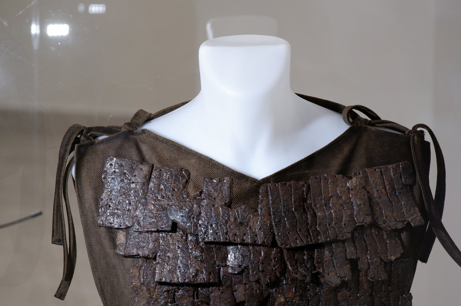 The 1,500-year-old Roman armor set to be on display at the exhibit, Gümüşhane, Türkiye, Sept. 23, 2024. (IHA Photo)