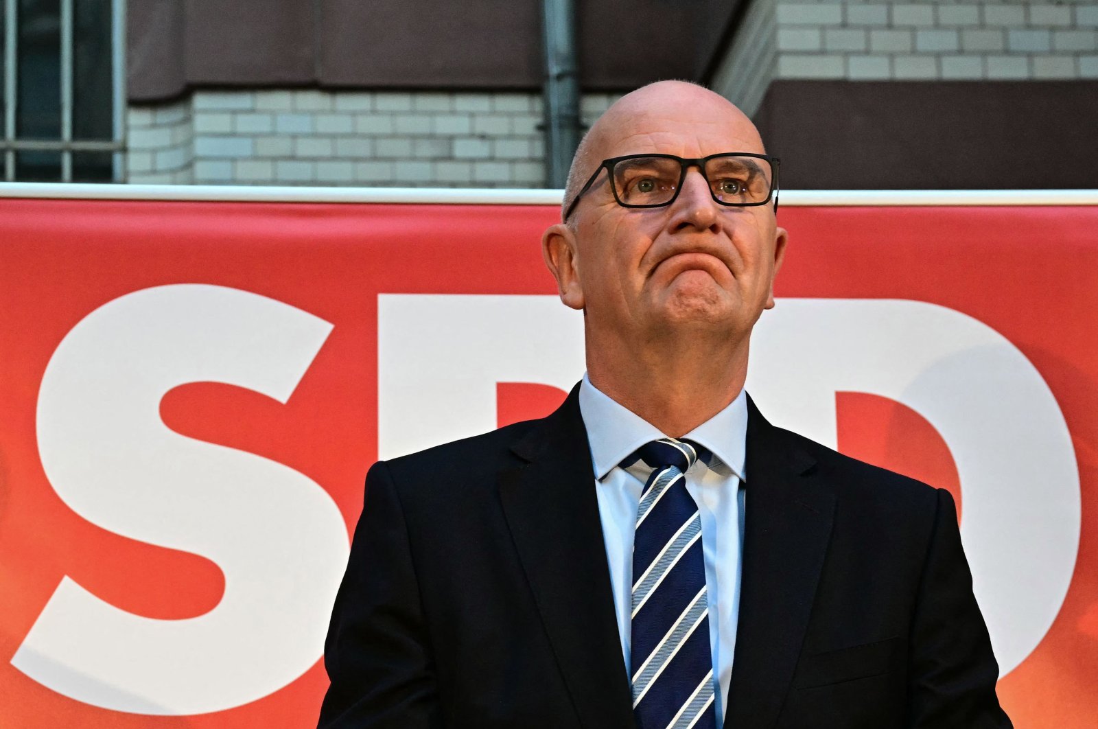 Brandenburg&#039;s State Premier and SPD top candidate in the regional elections in Brandenburg, Dietmar Woidke before party members in Potsdam, eastern Germany, Sept. 22, 2024. (AFP Photo)