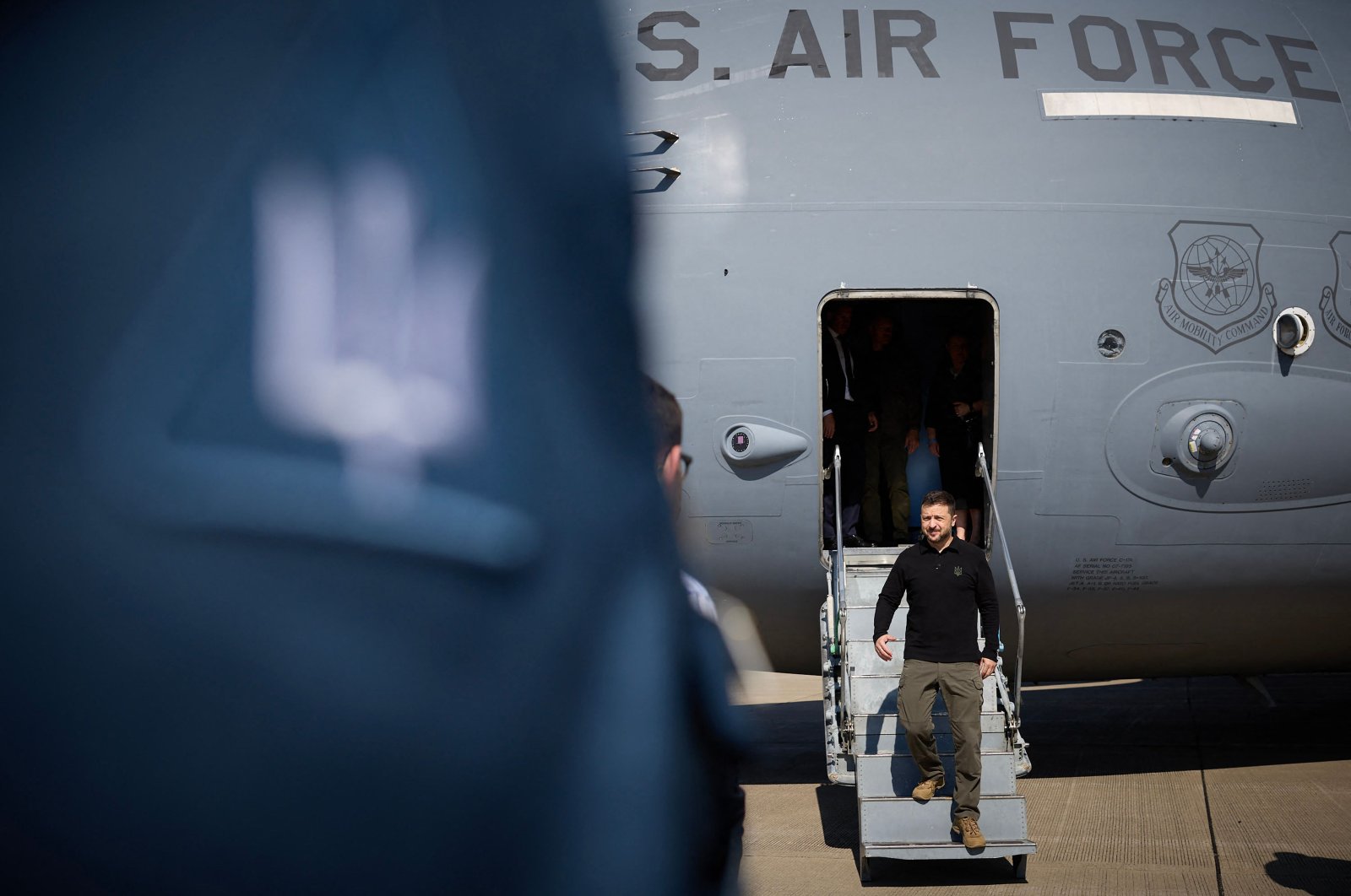 Ukrainian President Volodymyr Zelenskyy arrives for his visit at Scranton Army Ammunition Plant in Scranton, Pennsylvania, Sept. 22, 2024.