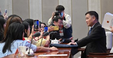 Pan Gongsheng, governor of the People’s Bank of China (PBOC), speaks to reporters during a news conference at China’s State Council Information office, Beijing, China, Sept. 24, 2024. (AFP Photo)