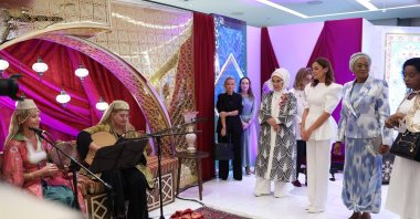 First Lady Emine Erdoğan at the Turkish House alongside the wives of world leaders, New York, U.S., Sept. 23, 2024. (AA Photo)