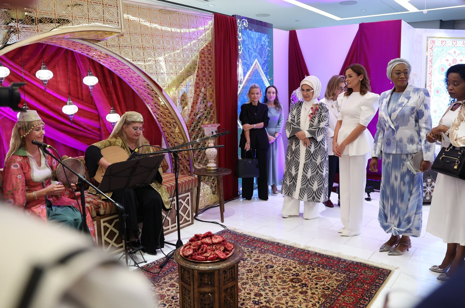 First Lady Emine Erdoğan at the Turkish House alongside the wives of world leaders, New York, U.S., Sept. 23, 2024. (AA Photo)